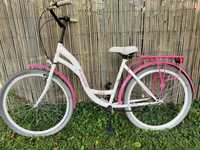 Rower damski biało różowy