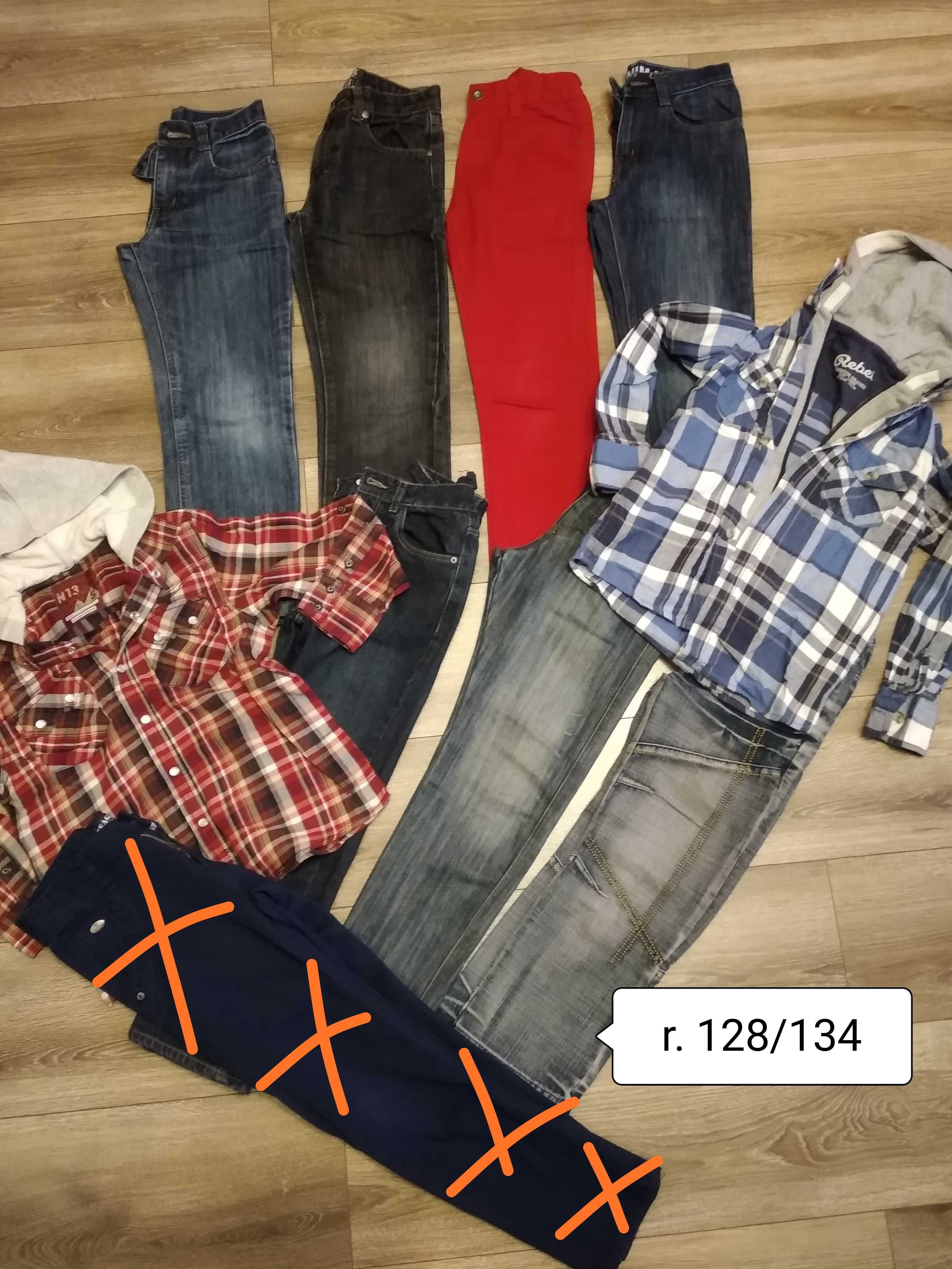 bluzy koszule spodnie 8-9 lat zestaw bluzki