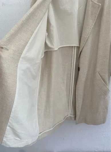 Трендовый удлиненный льняной пиджак Zara