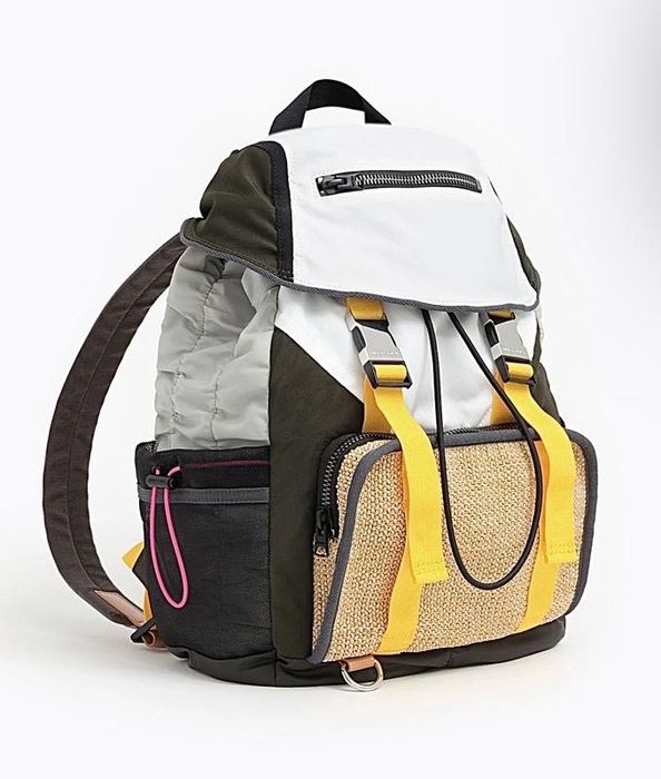 Великий кольоровий рюкзак bimba y lola білий хакі жовтий соломяний