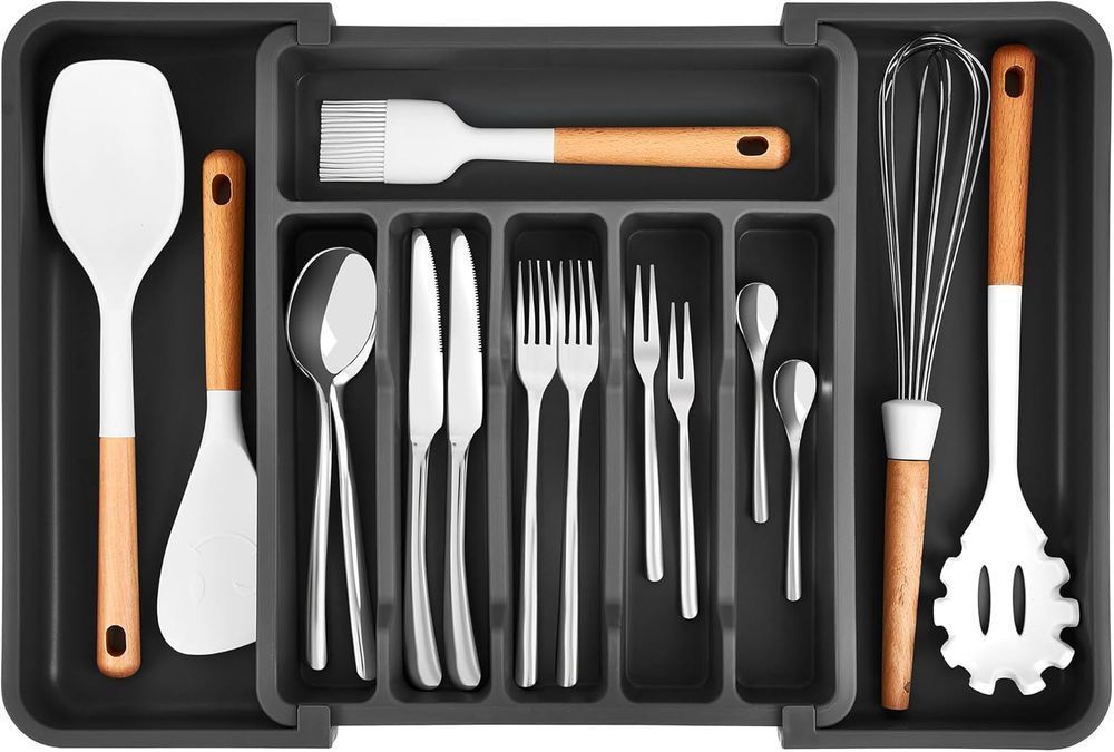 Regulowany Organizer do Szuflad z 6 Przegródkami Czarny