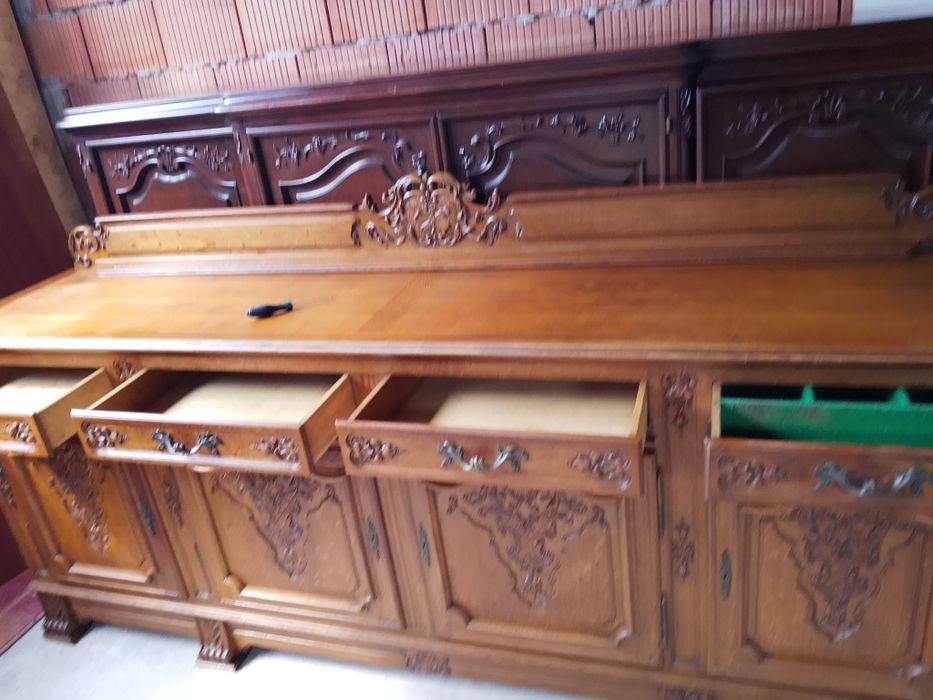 Solidna pięknie rzeźbiona wyjątkowa duża komoda dębowa