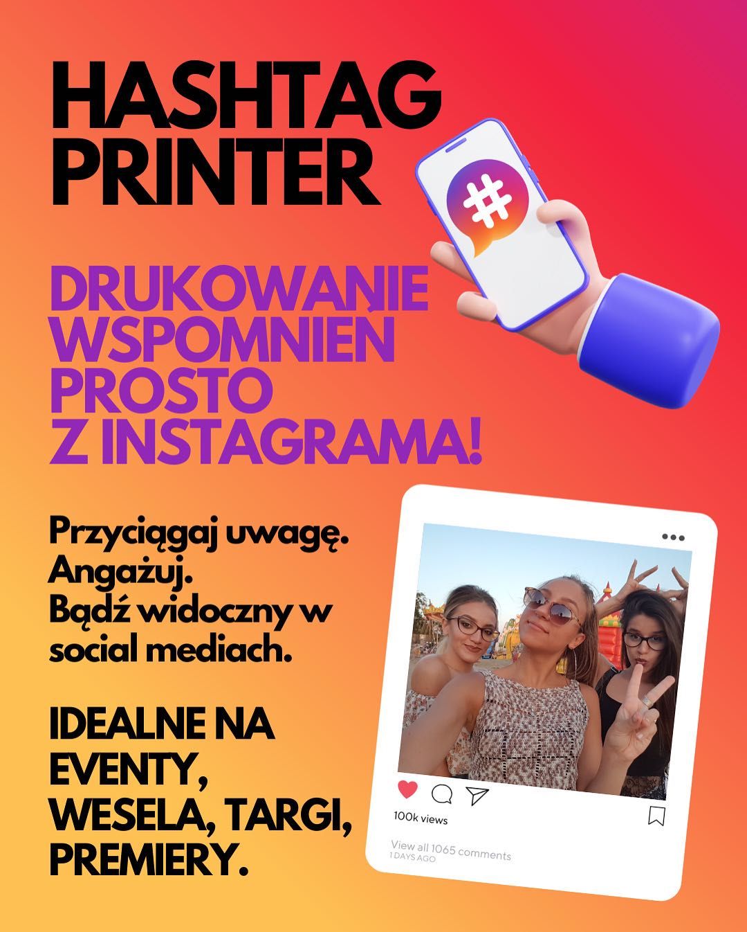 HASHTAG PRINTER na Twój event / instaprinter instabox instabudka HIT!