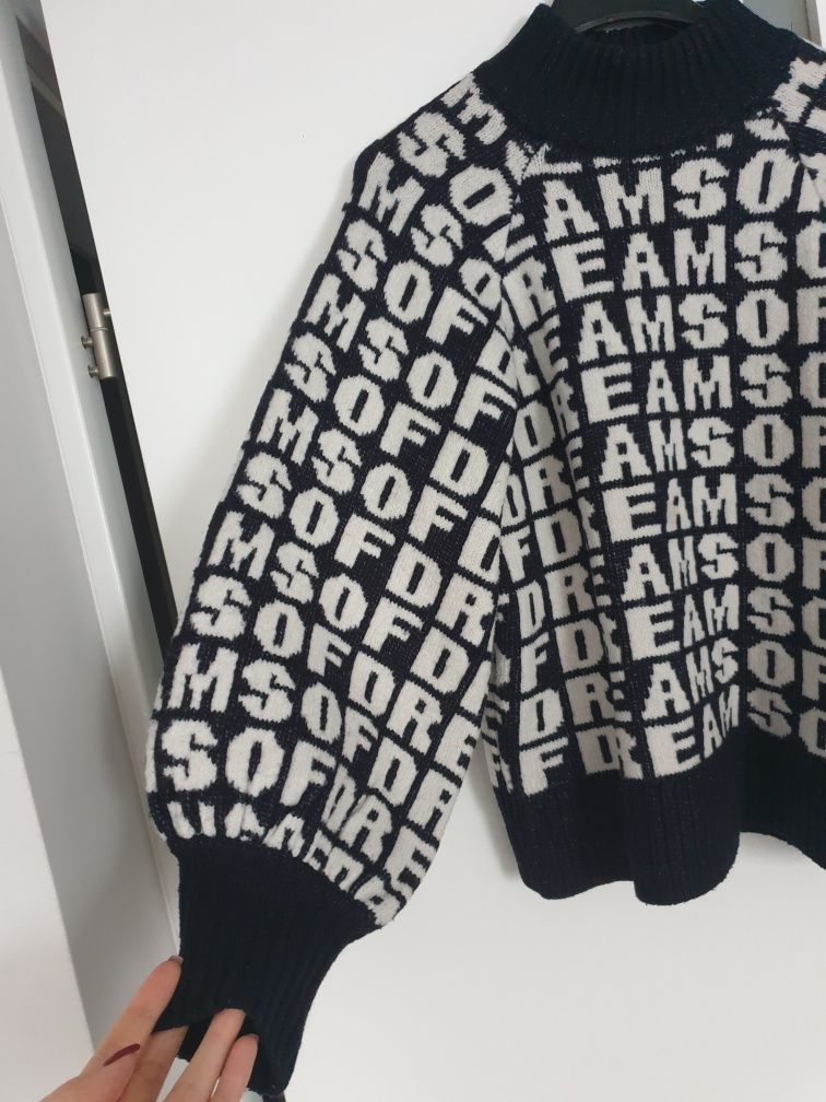 H&M sweter/półgolf biało czarny roz XS-M