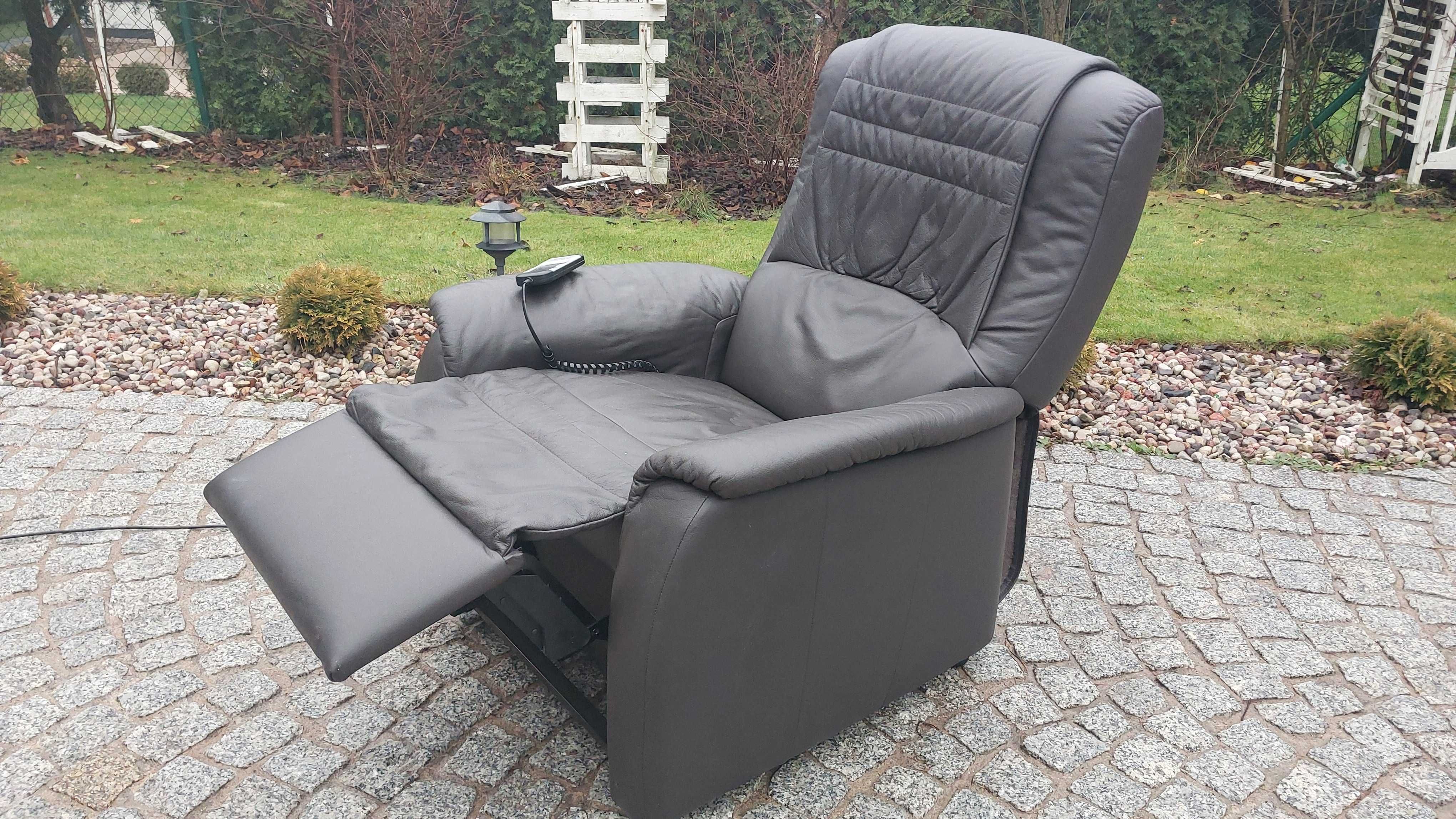 HUKLA fotel rozkładany z pionizacją i funkcją relax skóra nat pilot