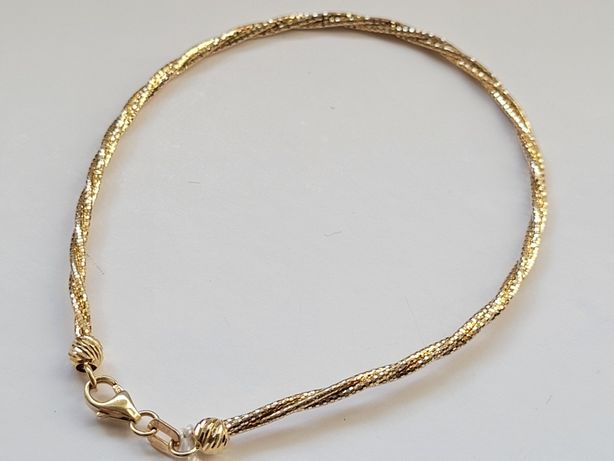 Nowa Złota bransoletka, złoto próby 585, 18 cm, celebrytka potrójna