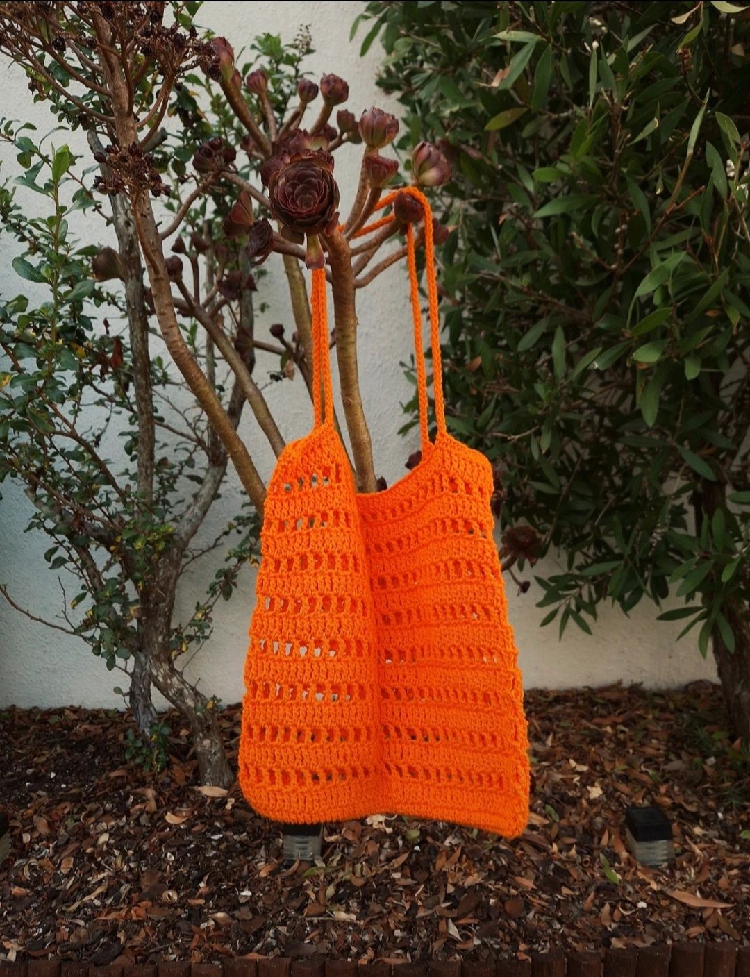 Tote bag laranja crochet