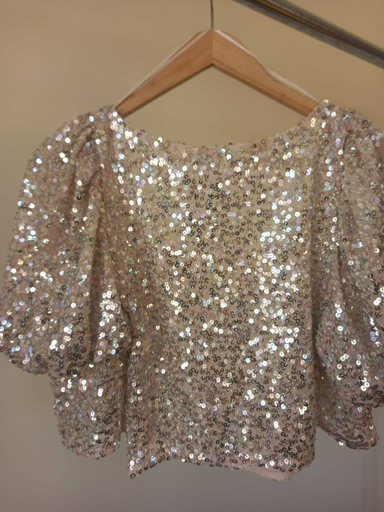 Top curto lantejoulas dourado Zara