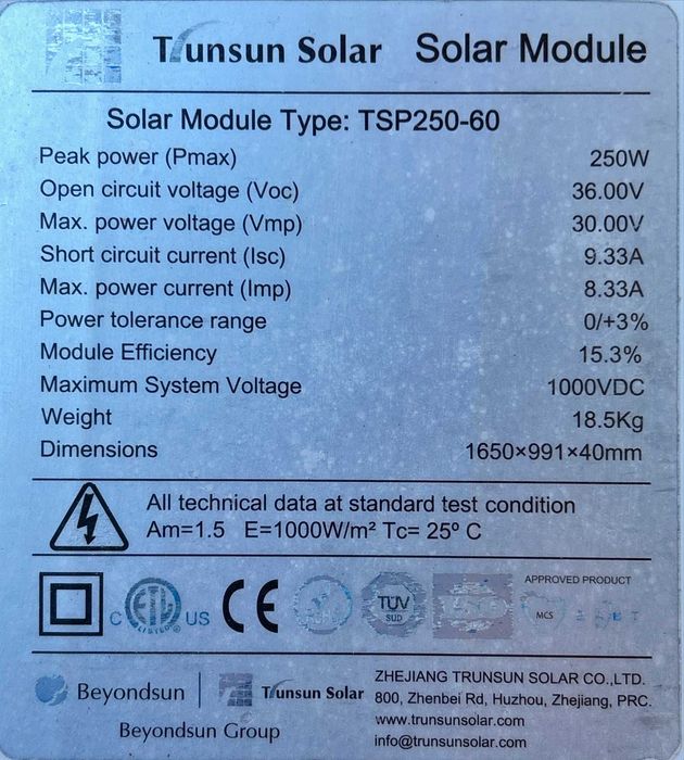 Paineis solares 250W