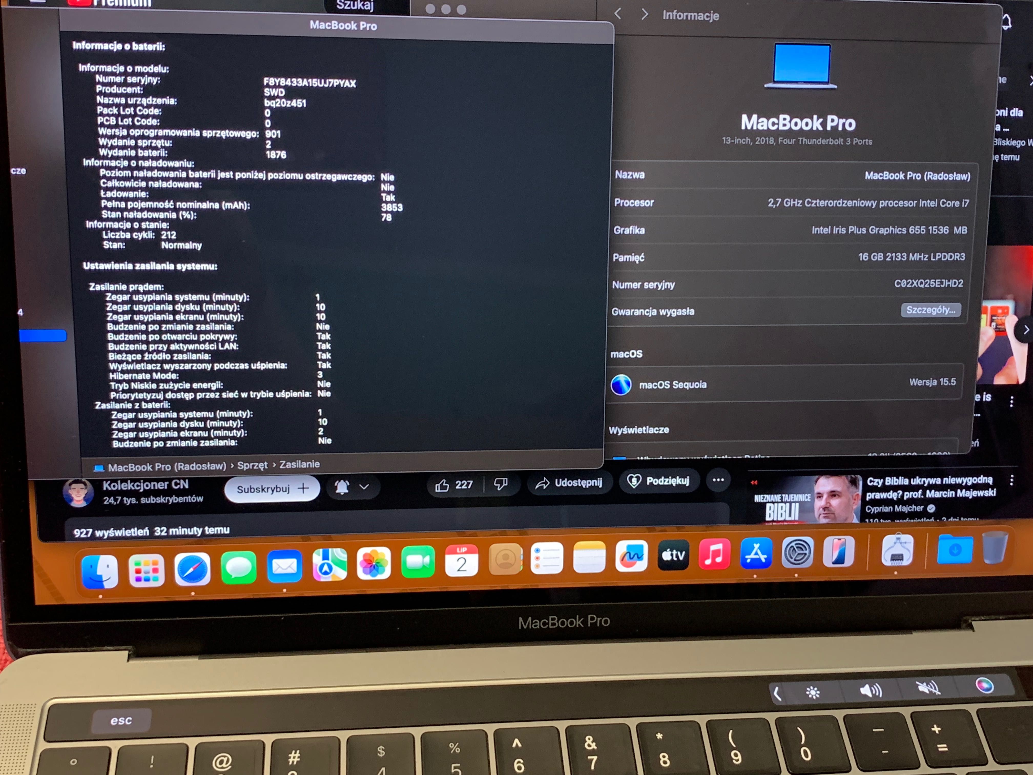 MacBook Pro 13 i7 / 512SSD / 16GB Ram / TouchBar Intel Iris 655 A1989