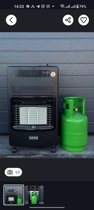 Мощный газовый обогреватель переносной Gordon 4200W редуктором шлангом