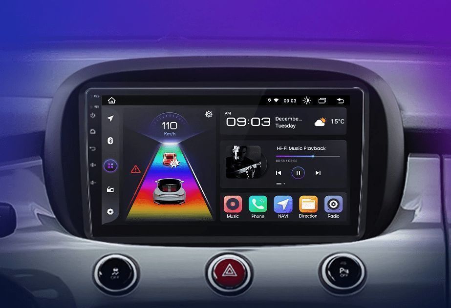 Radio 9" 2DIN Android Auto CarPlay Navi Fiat 500X 2014–2020 PL