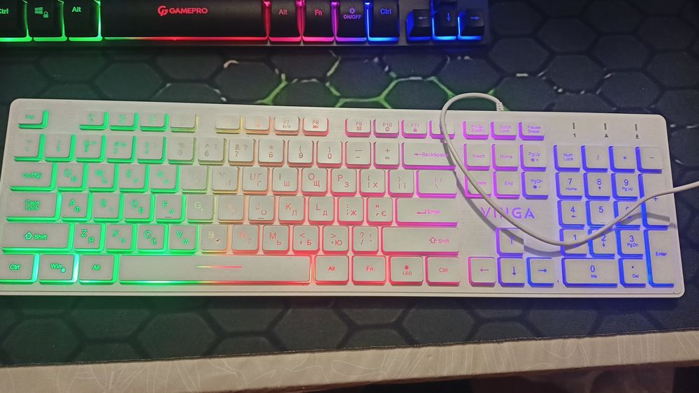 Клавиатура VINGA белая с подсветкой