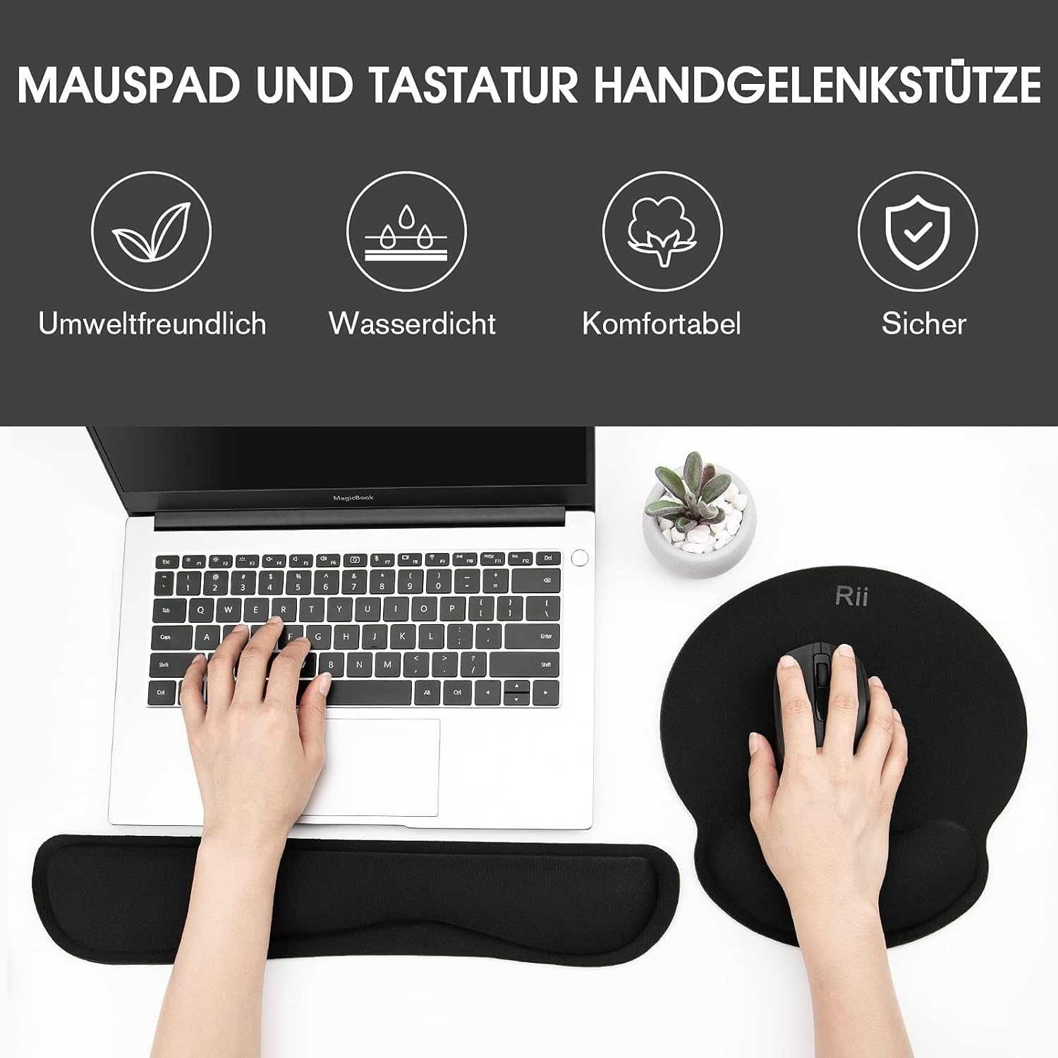 Żelowa podpórka pod nadgarstek i podkładka pod mysz z podpórką zestaw