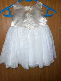 Piękna zloto-biala sukienka na chrzest