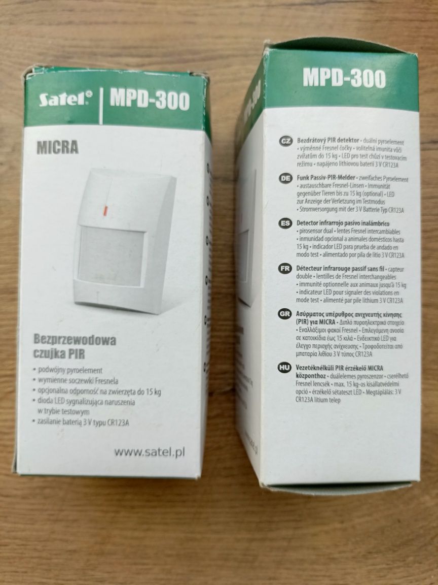 Dwie czujki alarmu Satel MPD-300 Micra