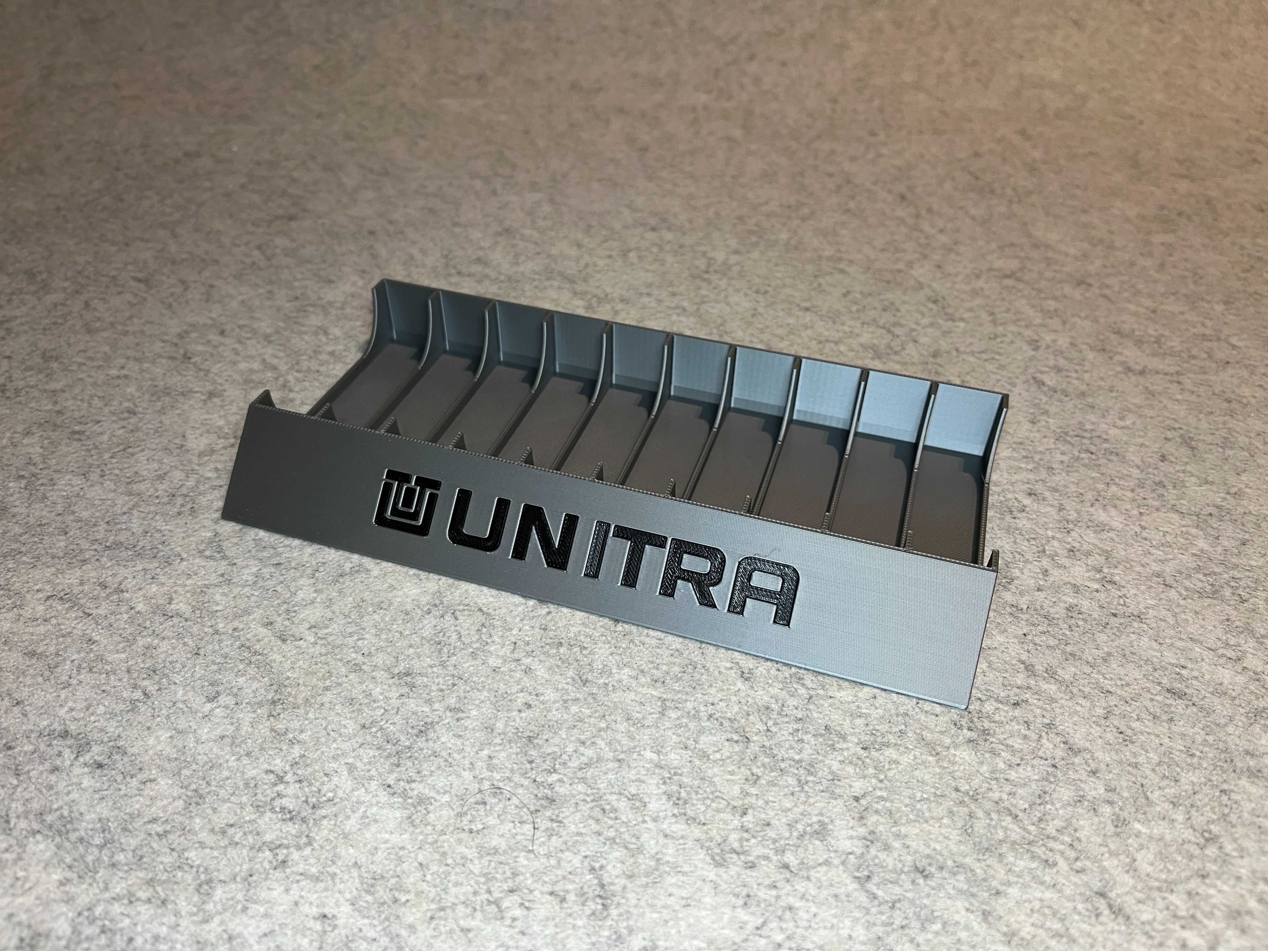 Stojak podstawka na 10 kaset magnetofonowych Unitra srebrna