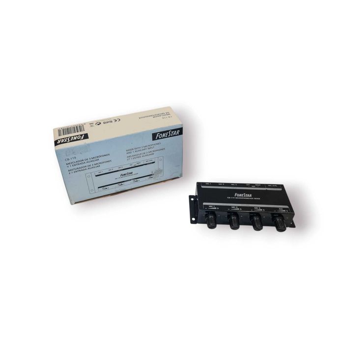 Misturador FoneStar CB-119 – 3 Entradas de Microfone + Entrada AUX