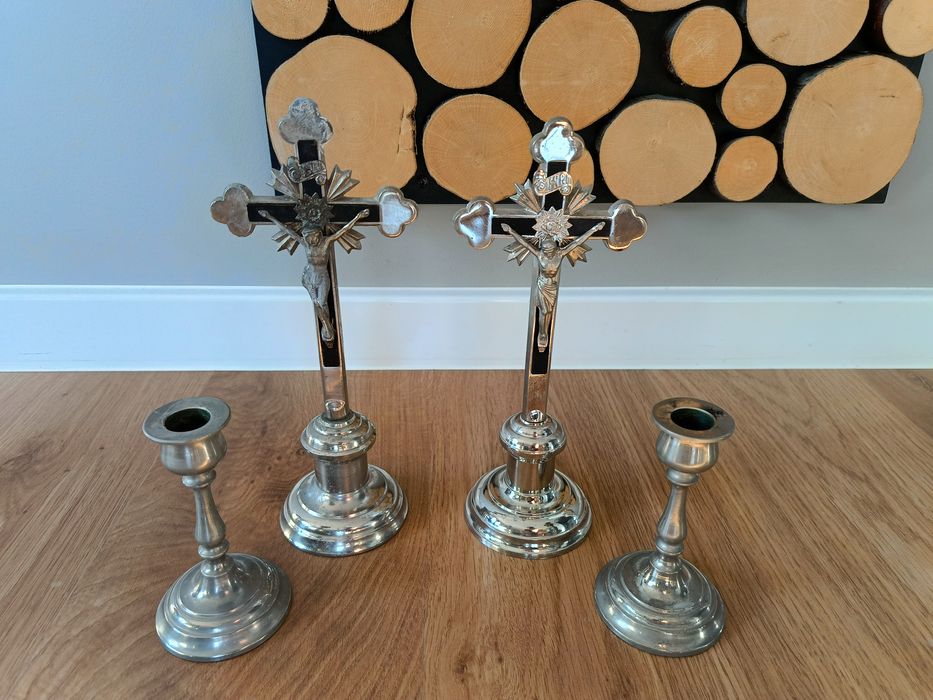 Lichtarze krzyż świecznik zestaw kolędowy PRL Polecam