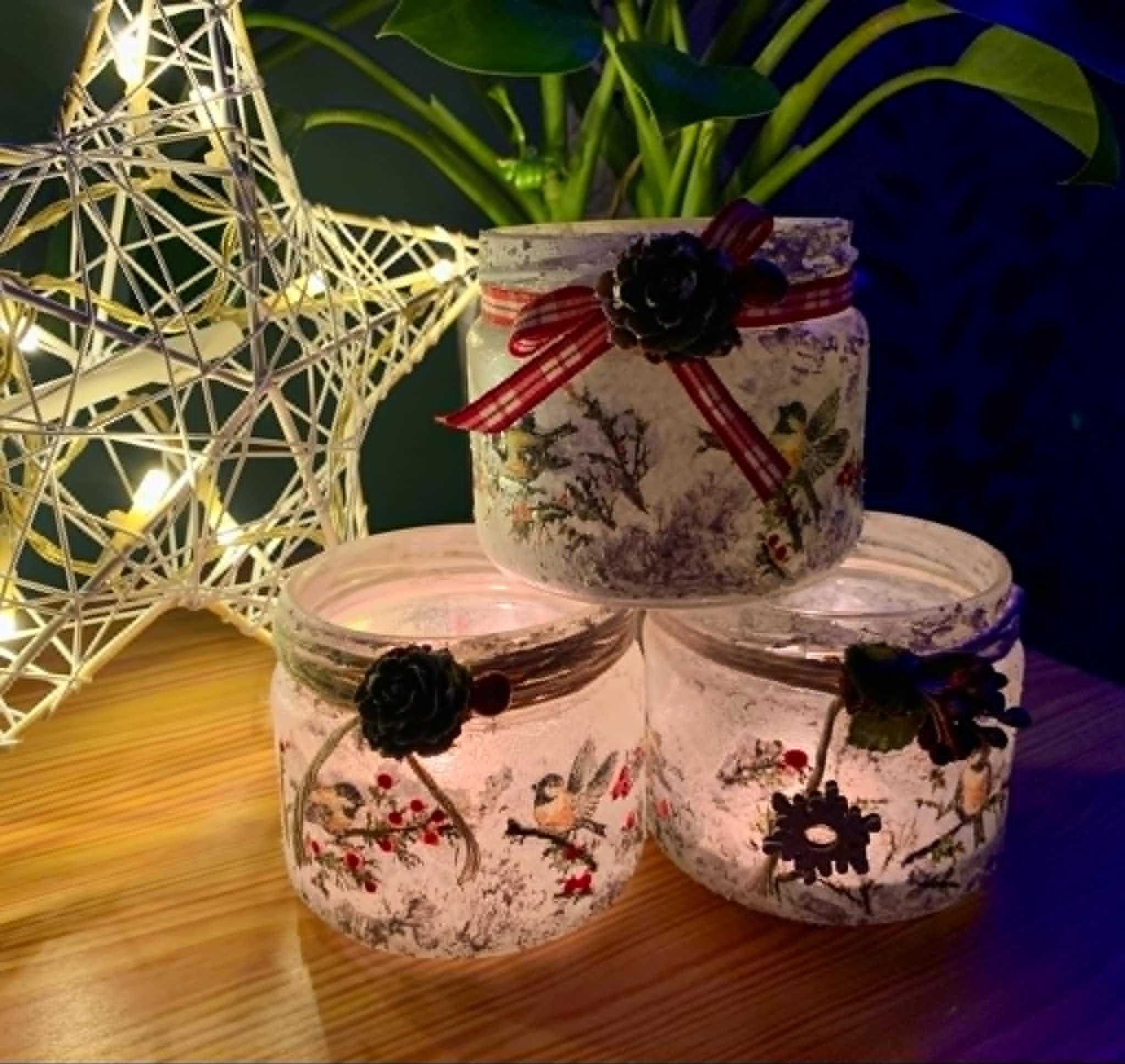 Świecznik-lampion Decoupage