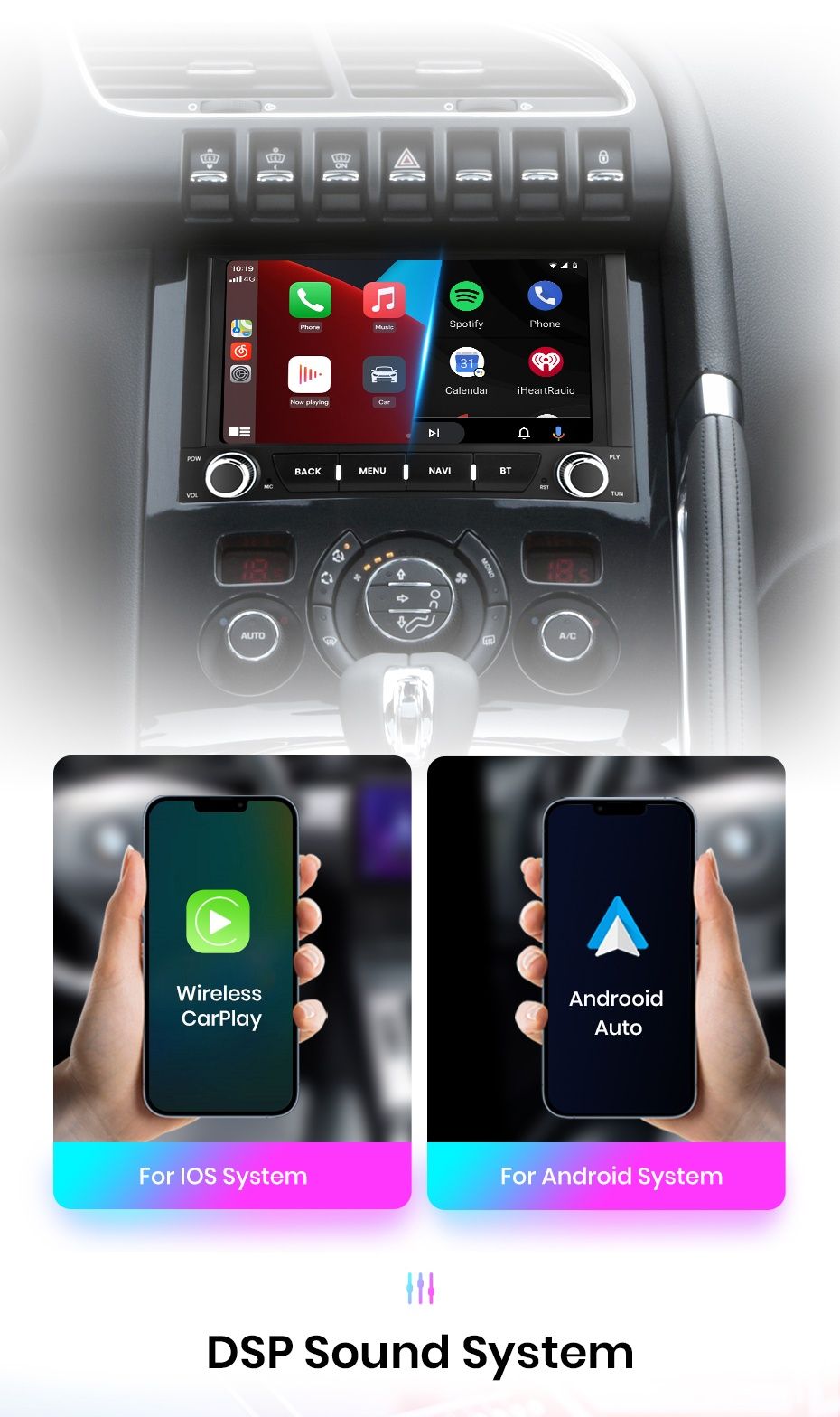 Rádio 2din Peugeot 3008 de 2009-15 Android Carplay Wi-Fi GPS 2/32GB