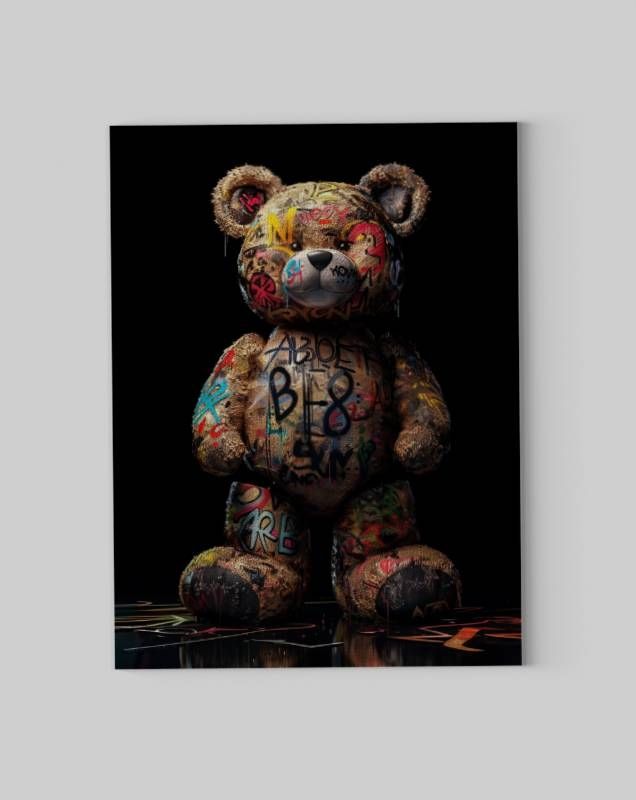 Obraz na płótnie "Grafitti Miś" 75x100 cm - Nowoczesny design do domu