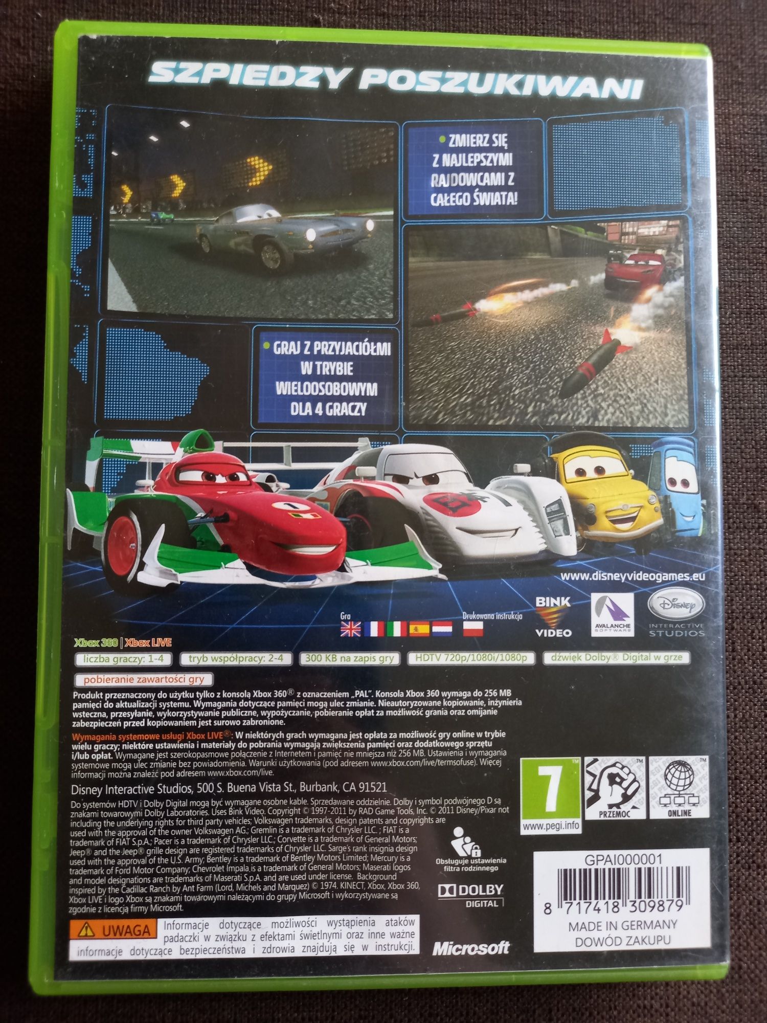 Gra Auta 2 na konsolę xbox 360 Disney Cars