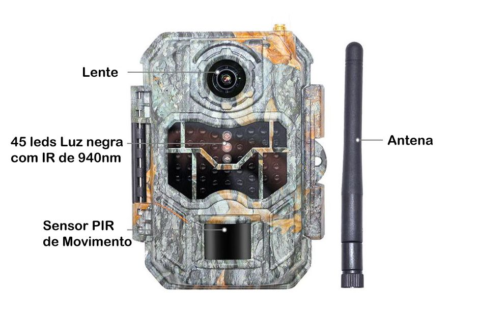 camera caça 45 leds luz negra 3G envi foto telemovel MMS email camara