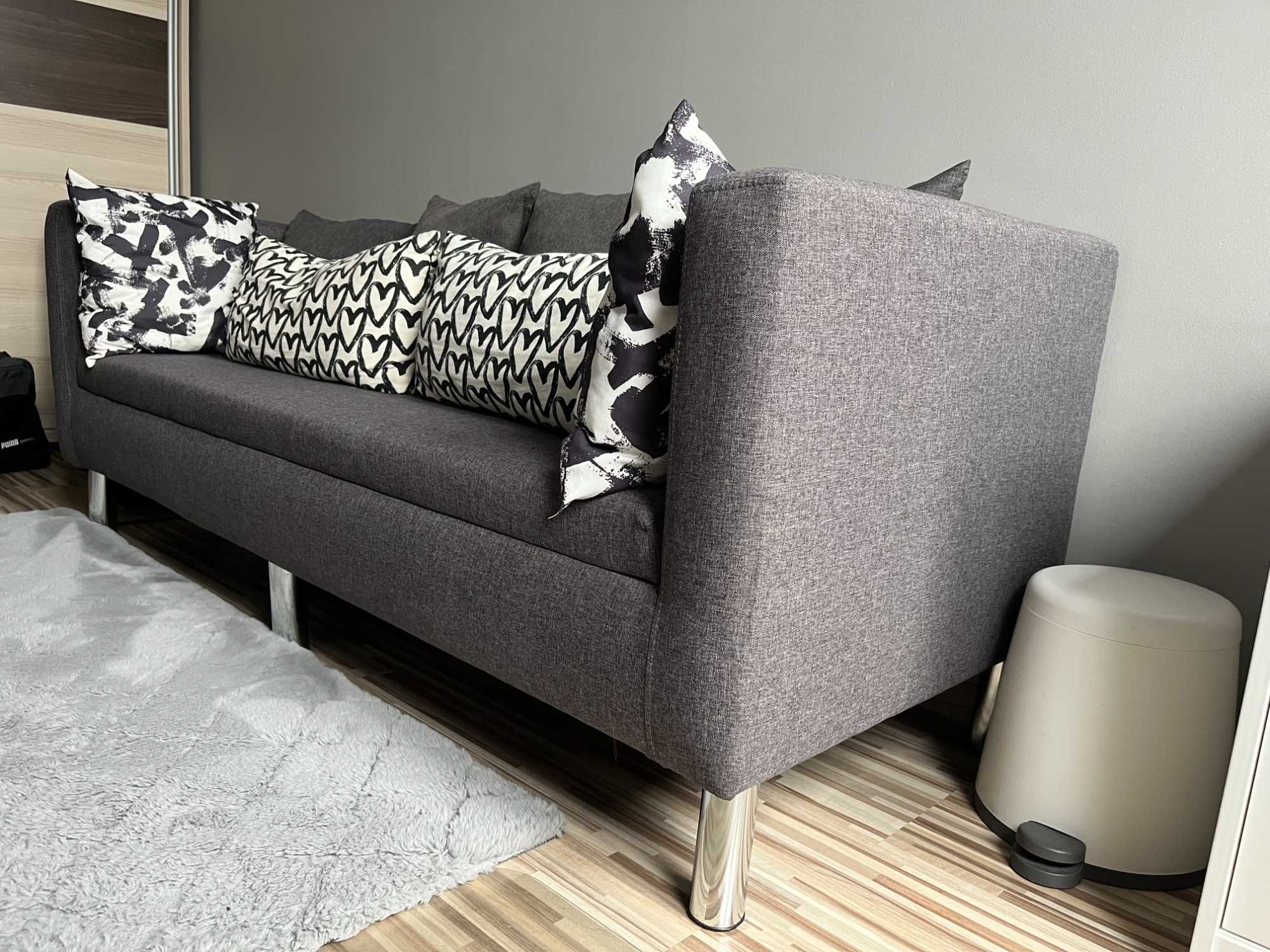 Kanapa Sofa 170 x 67 cm tkanina odcienie szarości