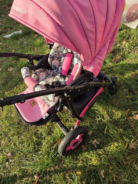 Wózek/gondola różowy dla dziewczynki 2w1