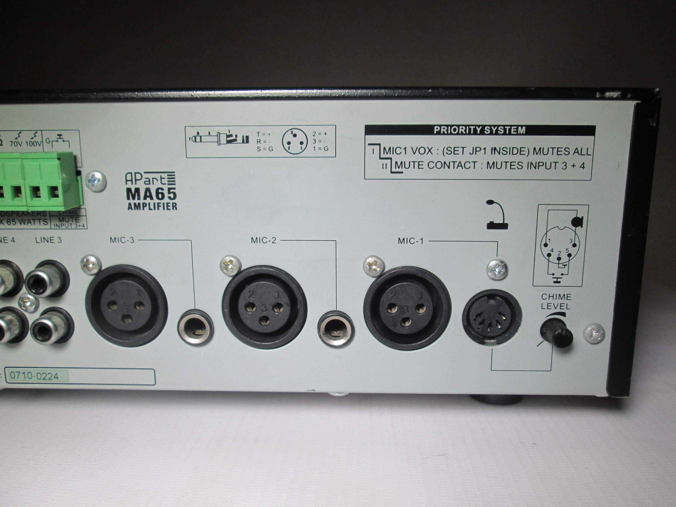 Apart Audio MA65 wzmacniacz miksujący scenowo-barowy 65W/100V/230V