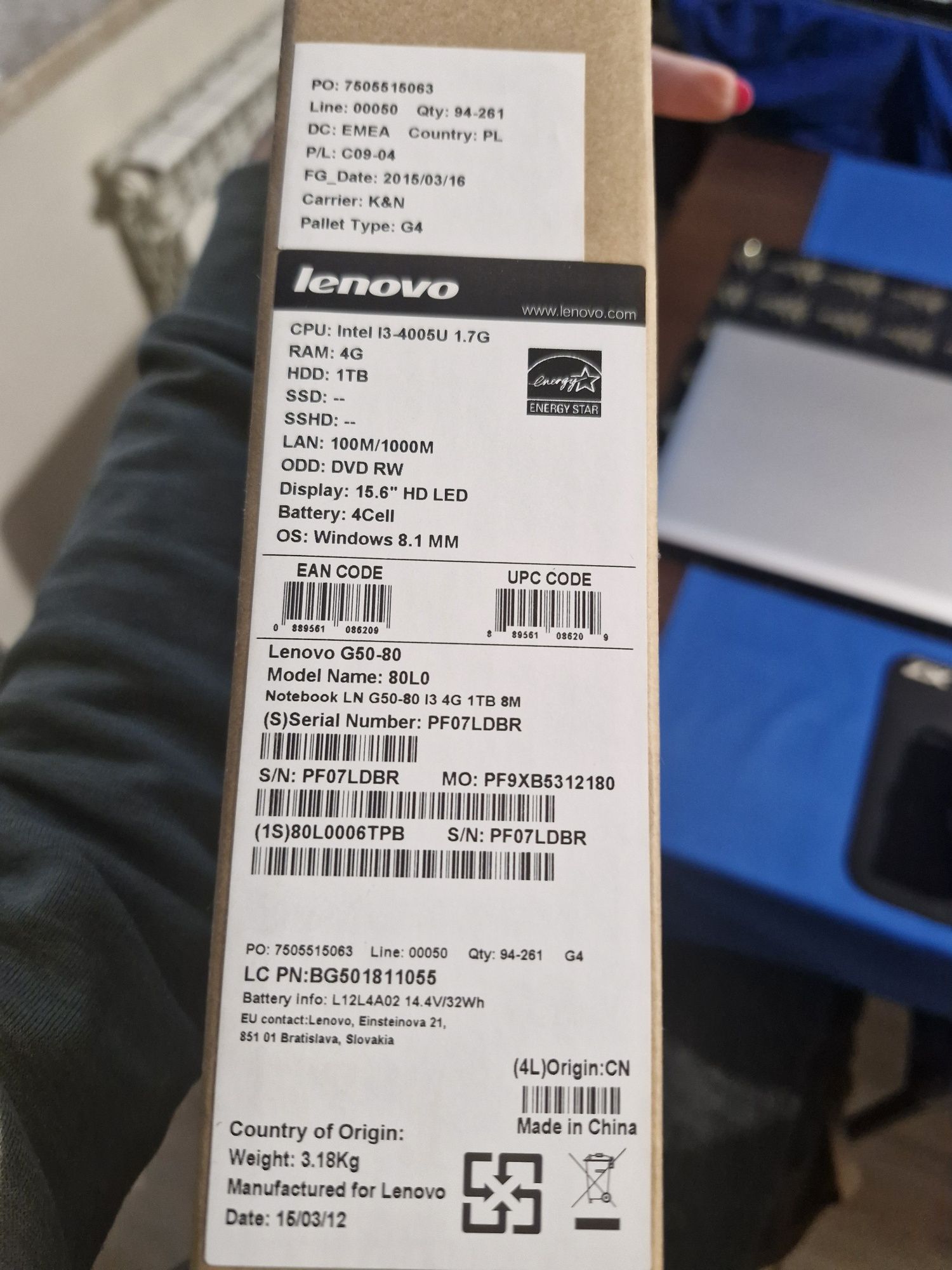 Laptop lenovo G50-80 Windows 8.1 4G ram dysk 1 tb