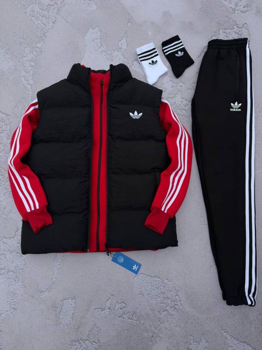 Чоловічий зимній спортивний костюм фліс адідас комплект Adidas xs-3xl