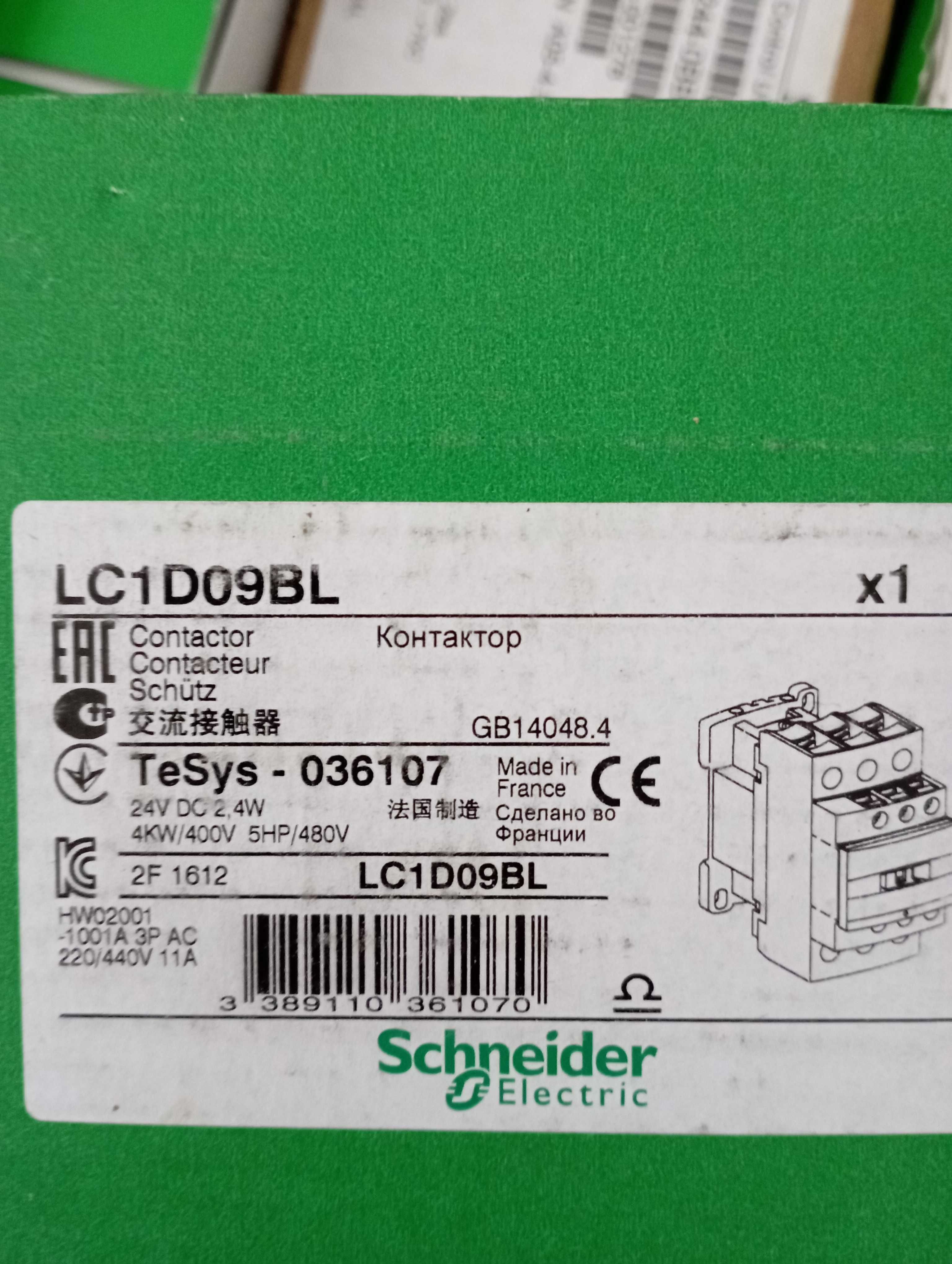 Контактор 3Р,9A,НО+НЗ, 24В,2.4Вт,розширен. LC1D09BL