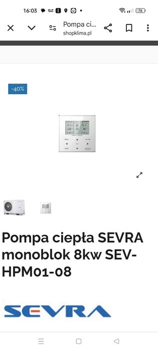 Pompa ciepła sevra 8 kW monoblock nowa