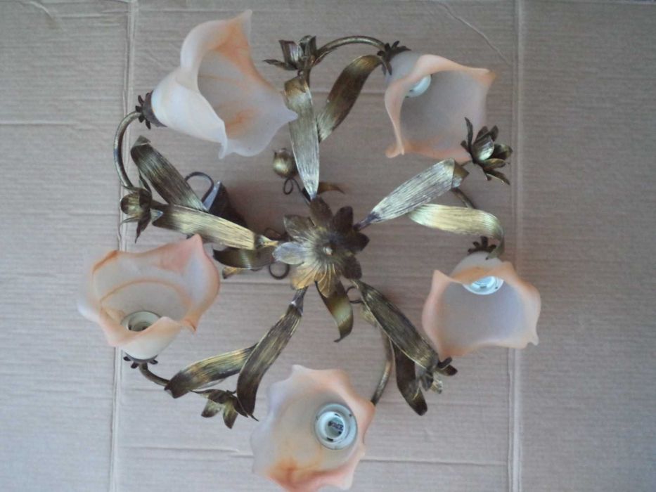 Żyrandol pięcioramienny , kinkiet na ścianę zestaw 3 sztuki