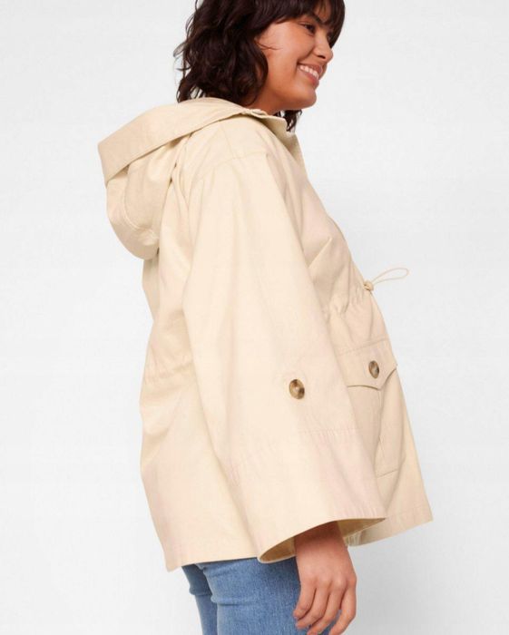 Nowa kurtka ciążowa bawełniana beżowa przejściowa ze wstawką 44