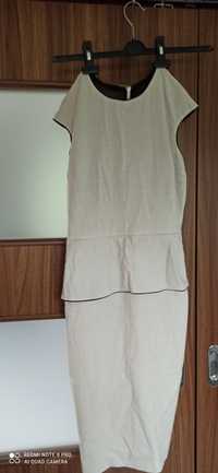 Elegancka biznesowa sukienka z baskinką Zara rozmiar S
