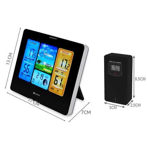 Bezprzewodowa Stacja Pogody LCD Czujnik Barometr Wilgotność Zegar Temp