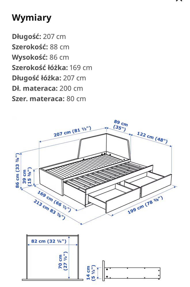 Łóżko/Leżanka Flekke Ikea