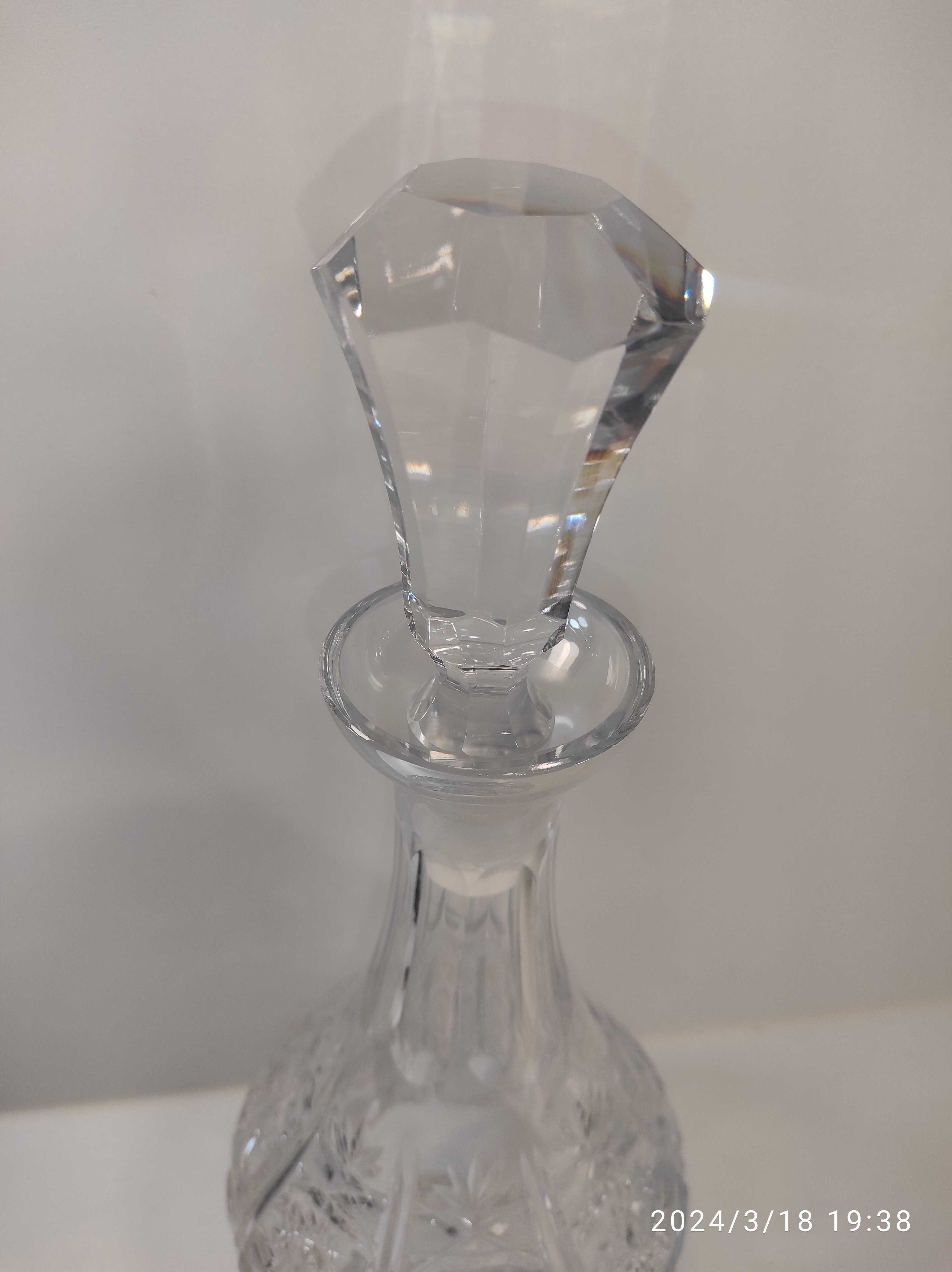 Karafka kryształowa 36cm / kryształ PRL grube szkło