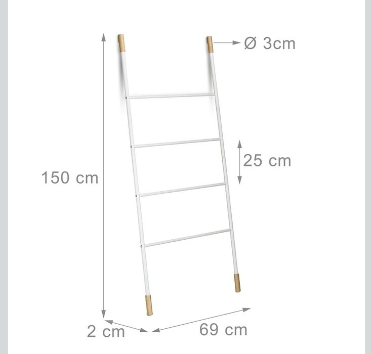 Relaxdays Metalowa drabina na ręczniki, drabina na ubrania