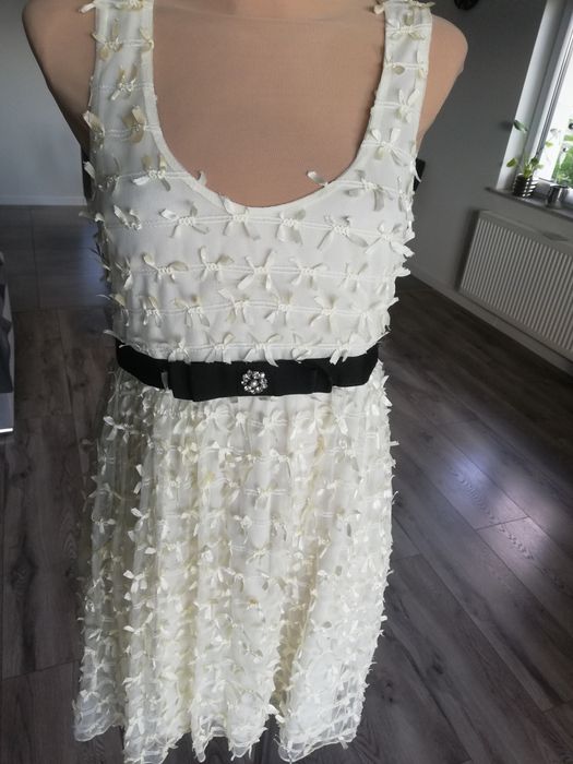 R. 38 nowa sukienka damska w kokardki wesele komunia chrzciny roczek