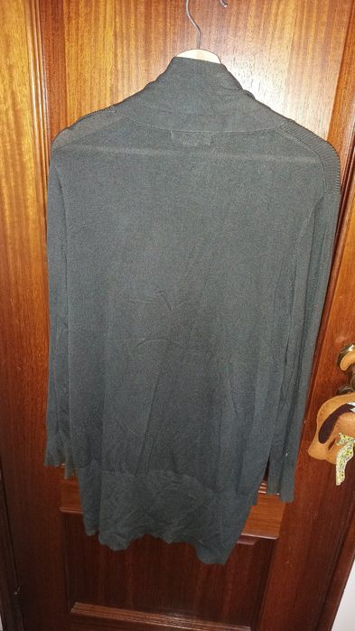 Casaco cardigã, comprido, verde tropa