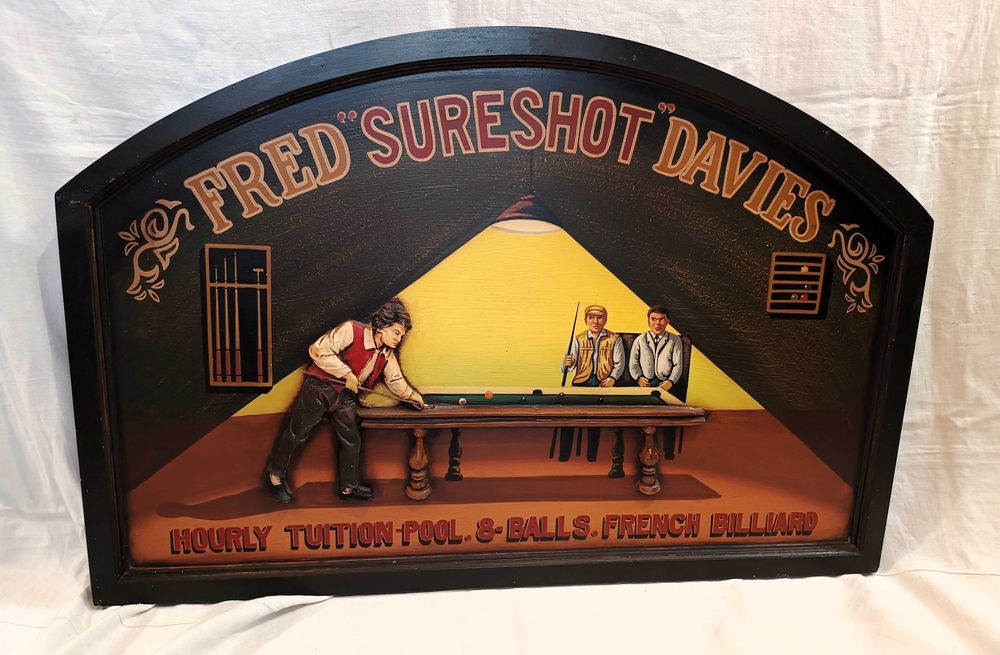 Placa Madeira Bilhar Fred Sureshot Davies