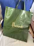 Oryginalna duża torba Harrods zielona ze zlotym logo