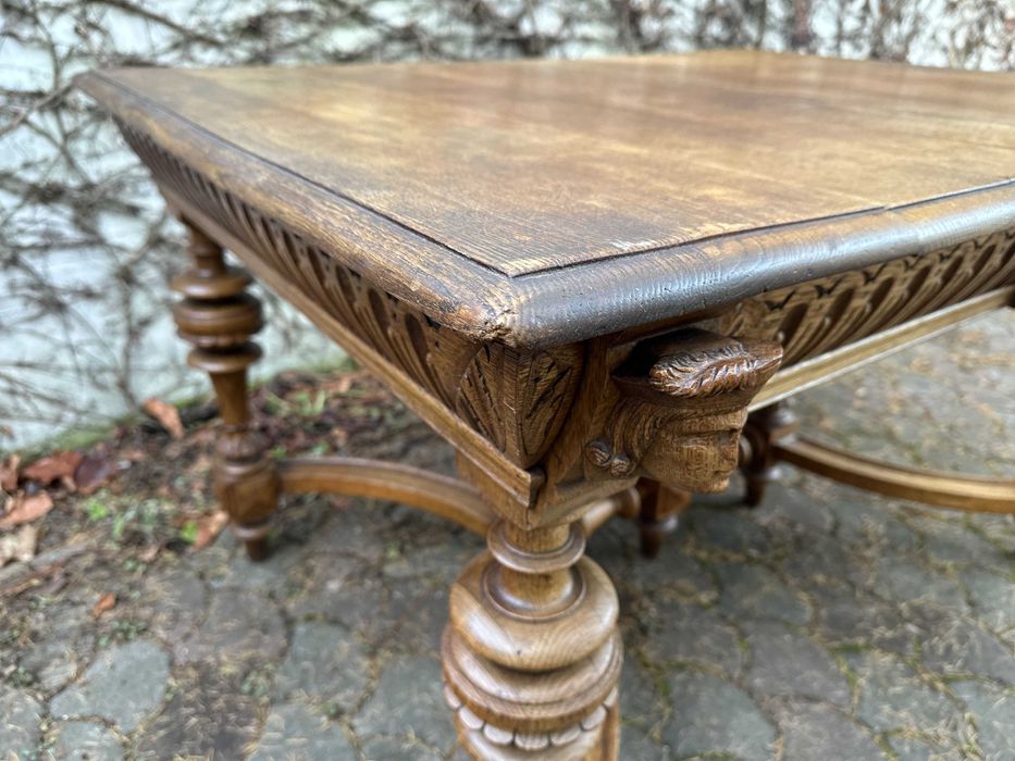 Stary Stol Eklektyczny Antyk Masywne Drewno