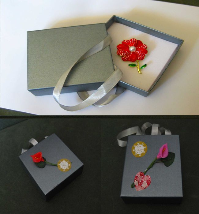 Alfinete / Broche / Pregadeira Malmequer Vermelho c/ Perola NOVO