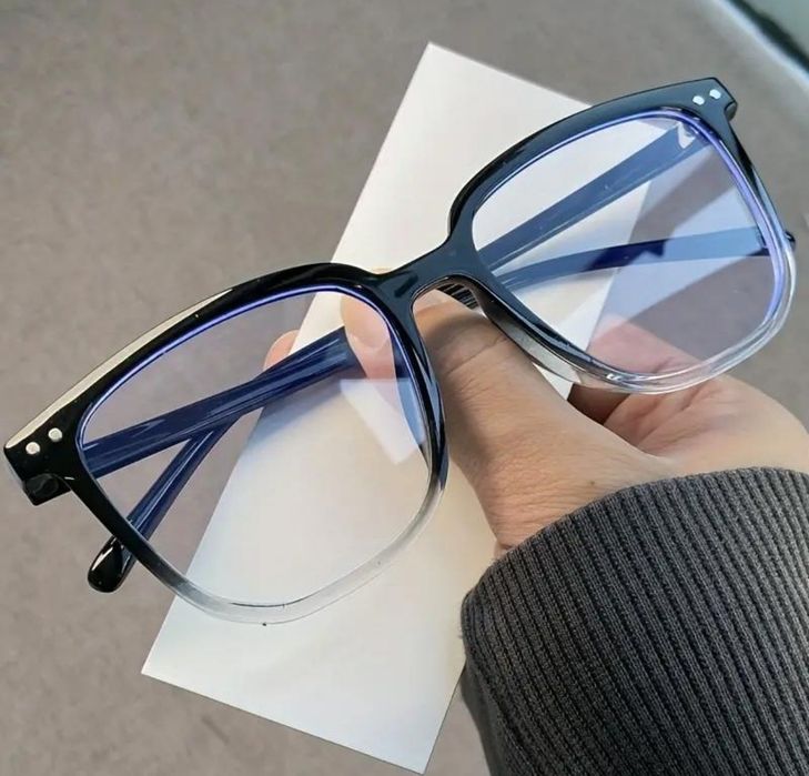 Іміджеві окуляри прозора лінза чорні градієнт Blue blocker не для зору