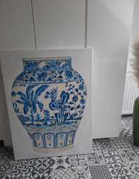 Obraz duży waza chińska modrak niebieski m&c
